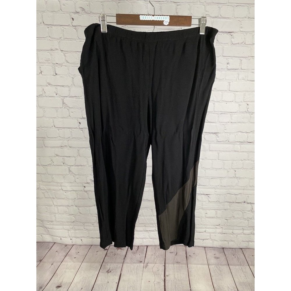 VTG Niche Nilgun Derman Elastic Waist Black Pull On Cropped Pants Women’s L
